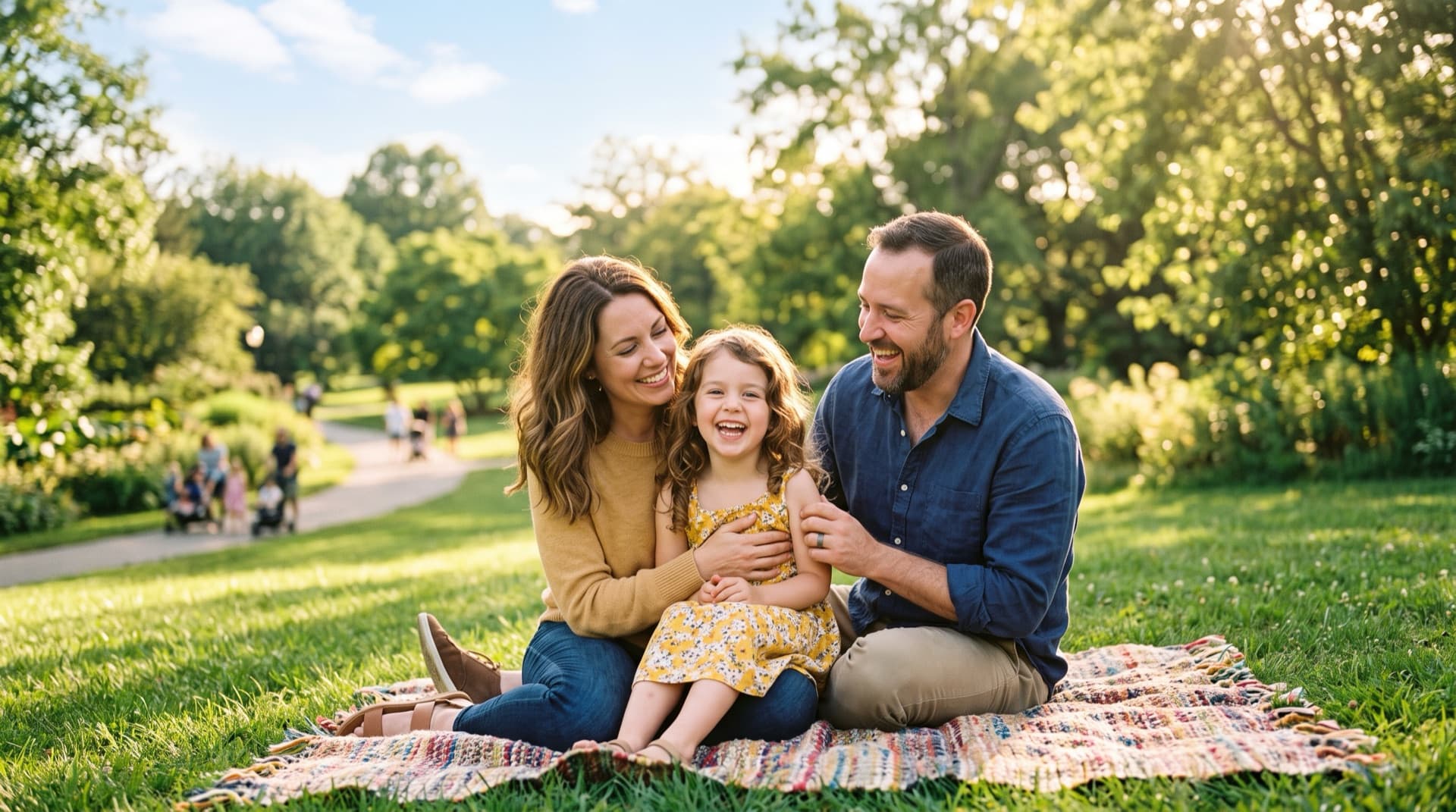 A family having a picnic in the park